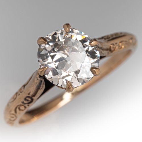 1 Carat Victorian Diamond Engagement Ring Yellow Gold G/SI1 GIA