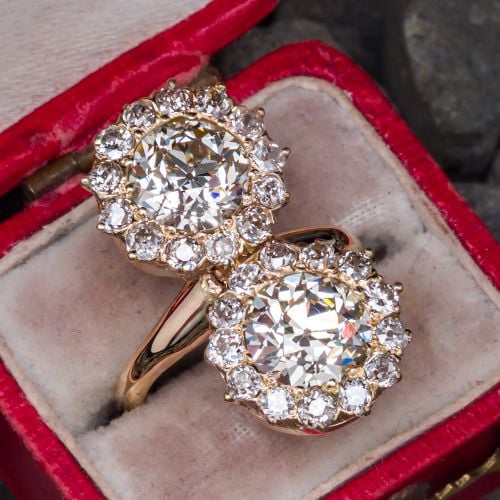 Antique Diamond Toi Et Moi Ring Yellow Gold L-M/VS1-VS2 GIA