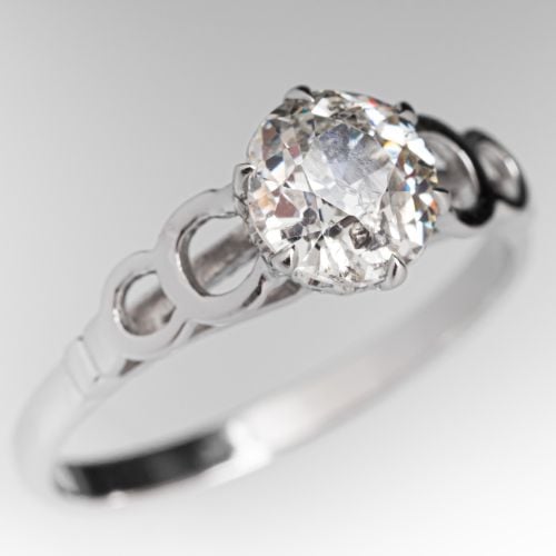 1 Carat Old European Diamond Solitaire Engagement Ring Platinum I/I1 