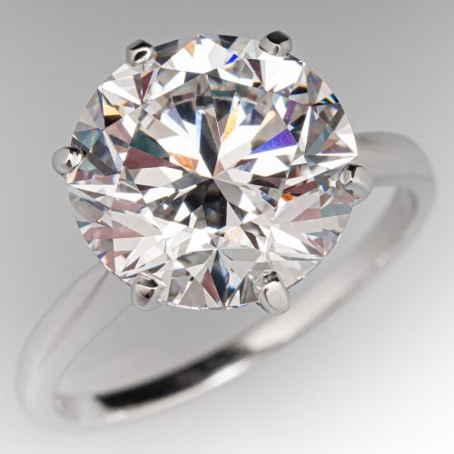 6 Carat Lab Grown Diamond in 1960s Solitaire Platinum Ring