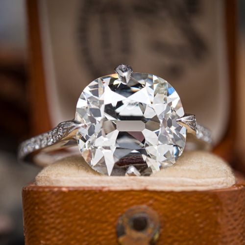 5 Carat Cushion Cut Diamond Engagement Ring Platinum 5.01Ct H/VS2 GIA