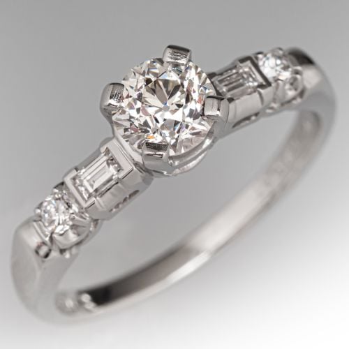 Old European Cut Diamond Engagement Ring in Platinum .55Ct J/VS2 GIA