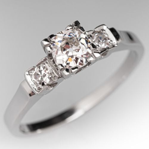 Old Mine Diamond Engagement Ring Palladium .40Ct G/VS1