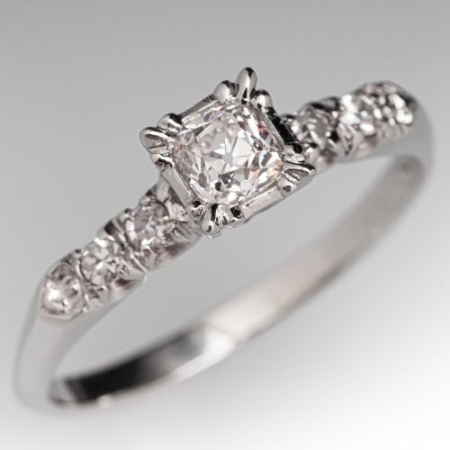 Old Mine Diamond Art Deco Engagement Ring Palladium .29Ct I/VS2