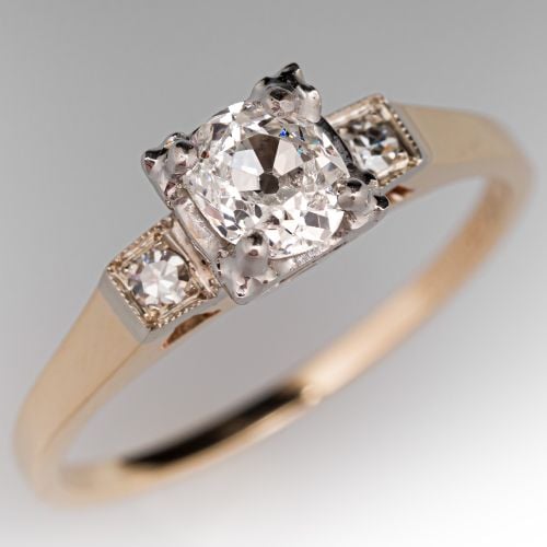 Circa 1940s Diamond Engagement Ring 14K Two-Tone Gold .43Ct G/I1