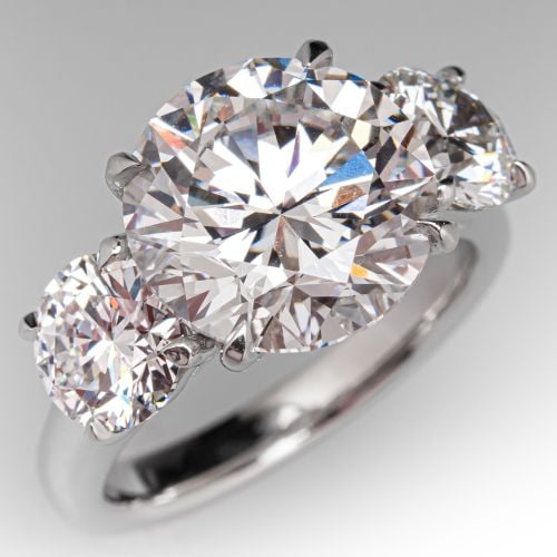 5.5 Carat Lab Grown Diamond Three Stone Ring Platinum