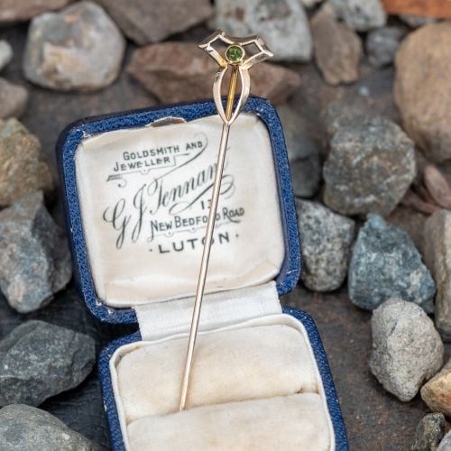 Final Sale: Green Tourmaline Yellow Gold Stick Pin