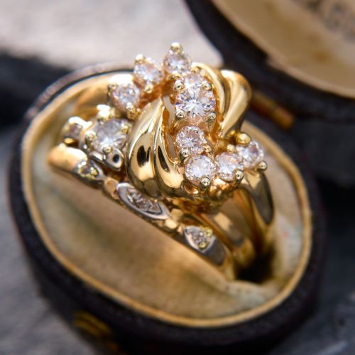 Vintage Soldered Diamond Ring 14K Yellow Gold