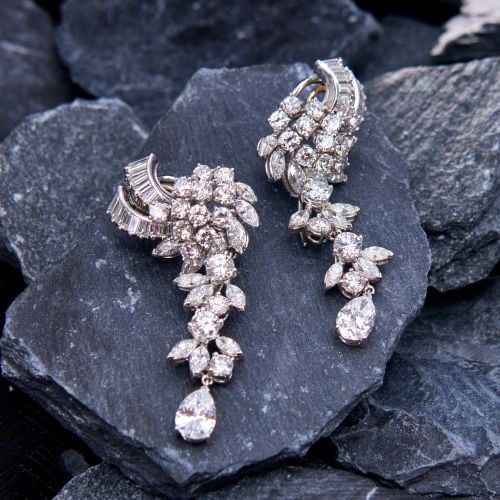 Incredible Diamond Dangle Earrings w/ Removeable Dangle Platinum/14K White Gold