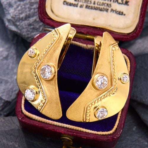 Craig Hagstrom Artisan Diamond Earrings 14K Yellow Gold