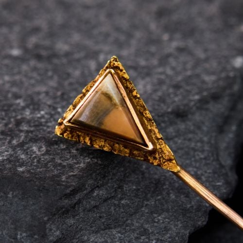 Final Sale: Triangular Organic Gem Nugget Stick Pin 14K Yellow Gold