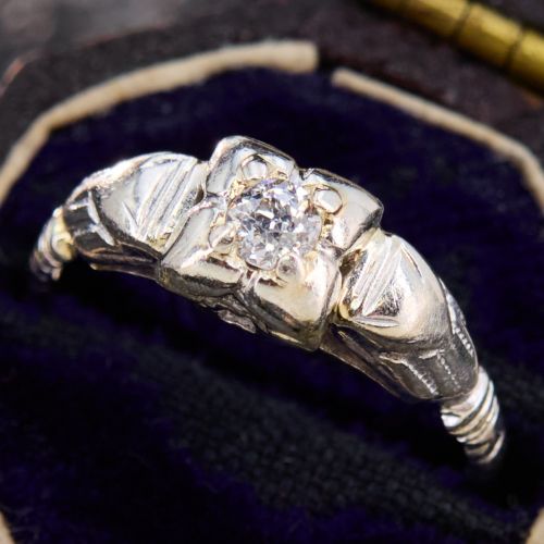 Final Sale: Old Euro Diamond Engagement Ring .11 Carat J/SI1