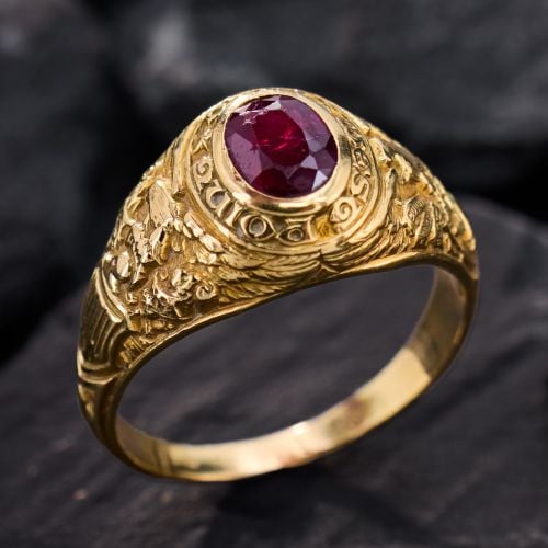 1940 United States Military Academy West Point Ruby Ring 14K Yellow Gold