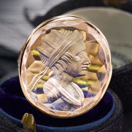 Clear Quartz Intaglio Ring Yellow Gold