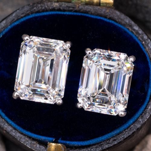 Graff 8 Carat Emerald Cut Diamond Stud Earrings 4 Carats Each H/VS1-2 GIA