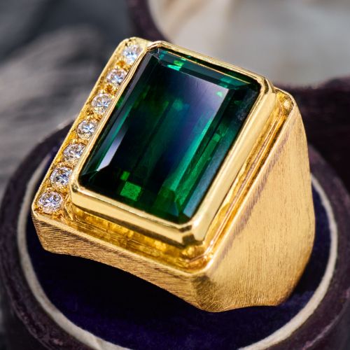 Burle Marx Tourmaline & Diamond Ring 18K Yellow Gold 