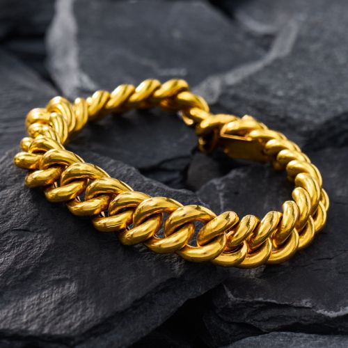 Lightweight French Curb Link Bracelet 18K Yellow Gold
