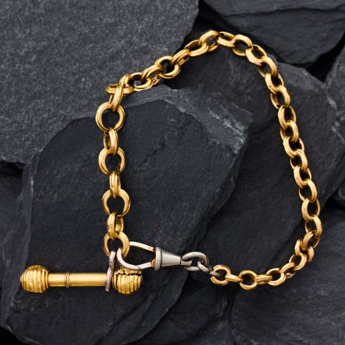 Antique Watch Fob Chain Bracelet 18K Yellow Gold