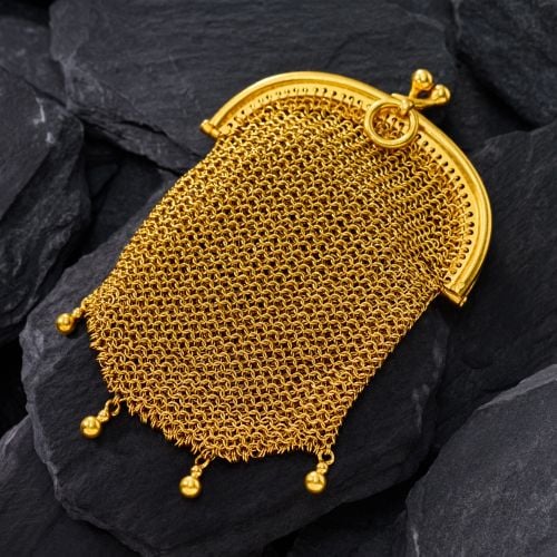 Antique French Gold Mesh Purse 18K Yellow Gold