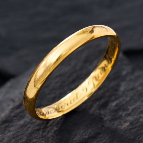 Antique Wedding Band w/ Inside Engraving 18K Yellow Gold Size 8.75