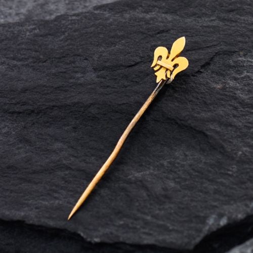 French Antique Fleur de Lis Mini Stickpin 18K Yellow Gold