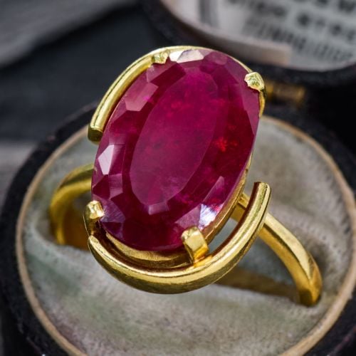 6+ Carat Rubellite Tourmaline Ring 18K Yellow Gold