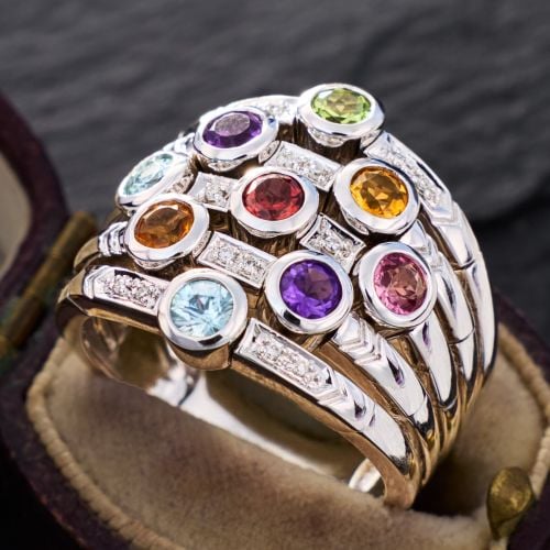 Sonia B Kinetic Gemstone Wide Band Ring 14K White Gold
