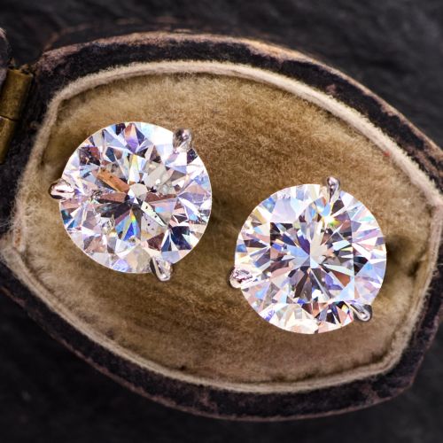 4+ Total Carat Round Brilliant Diamond Martini Stud Earrings Platinum E-F/I1GIA