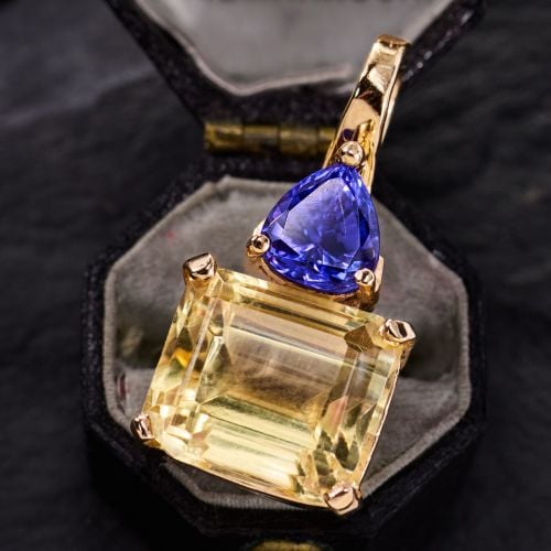 Citrine & Tanzanite Enhancer Pendant 14K Yellow Gold