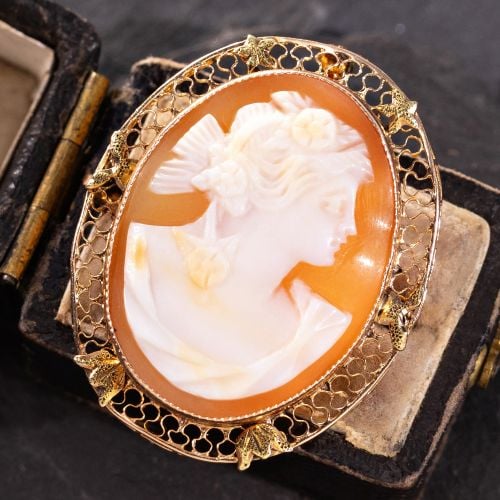 Final Sale: Cameo Pin Brooch Pendant Two Tone Gold