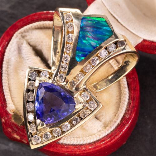Substantial Tanzanite Slide Pendant 14K Yellow Gold