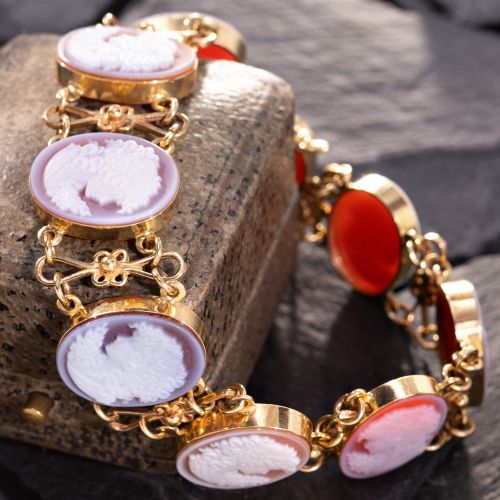 Hardstone Cameo Bracelet 14K Yellow Gold