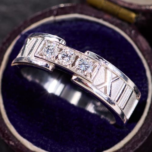 Tiffany & Co. Atlas Diamond Band Ring 18K White Gold Size 5
