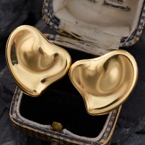 Tiffany & Co. Full Heart Earrings by Elsa Peretti 18K Yellow Gold