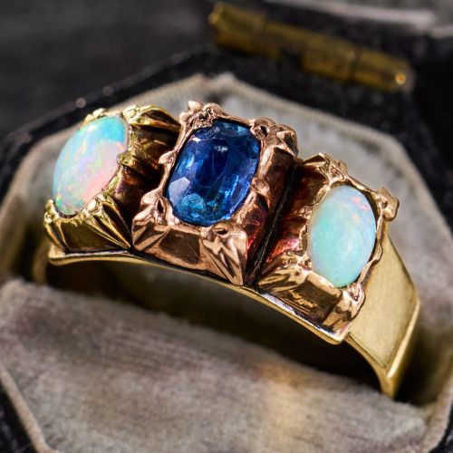 Antique Opal & Sapphire Ring Multi Tone Gold