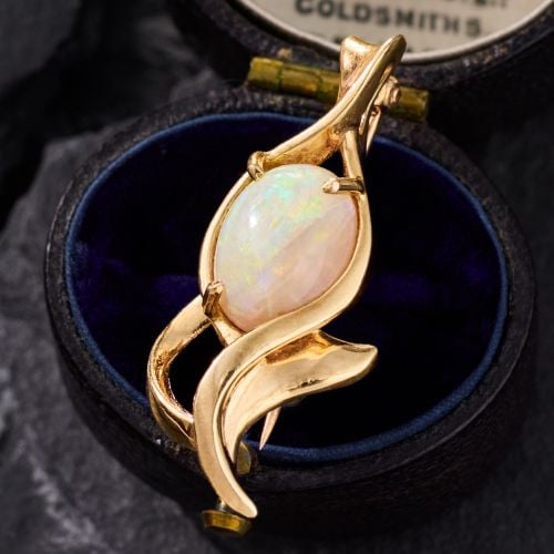 Flowing Opal Pin Pendant 14K Yellow Gold