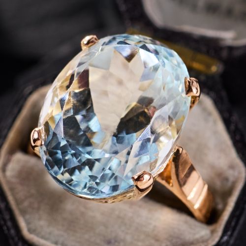 Vintage Topaz Cocktail Ring 18K Rosy Yellow Gold