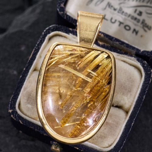 Rutilated Quartz Pendant 14K Yellow Gold