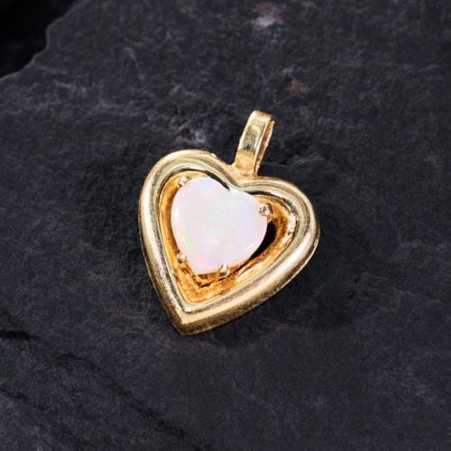 Final Sale: Heart Opal Pendant 14K Yellow Gold
