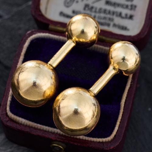 Vintage Tiffany & Co. Barbell Ball Cufflinks 14K Yellow Gold