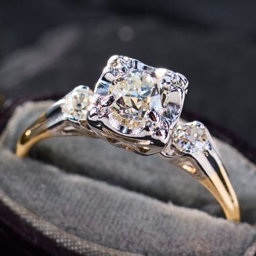 Vintage Old Euro & Old Mine Diamond Engagement Ring Two-Tone Gold