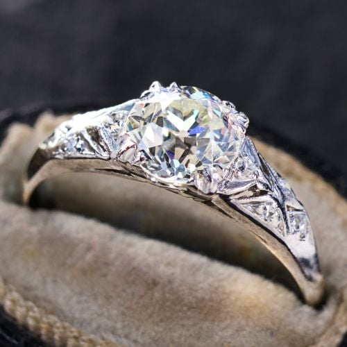 Old European Diamond Engagement Ring Platinum 1.36CT J/SI1