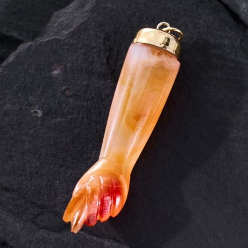 Final Sale: Carnelian Mano Figa Fist Pendant 14K Yellow Gold