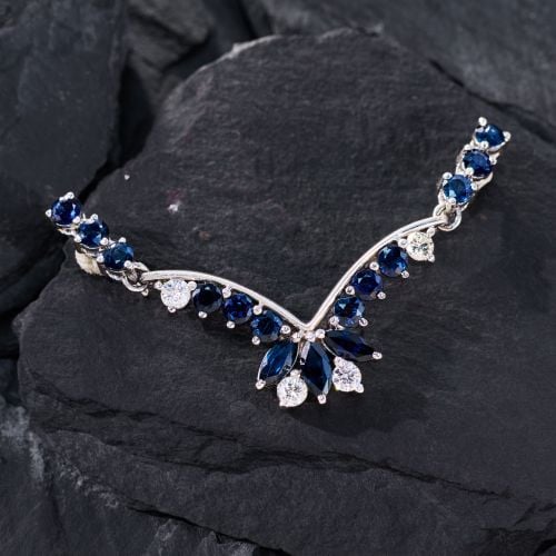 Diamond & Sapphire Hook Enhancer Pendant Platinum