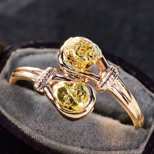 Vintage Bypass Gold Nugget Ring 14K Yellow Gold