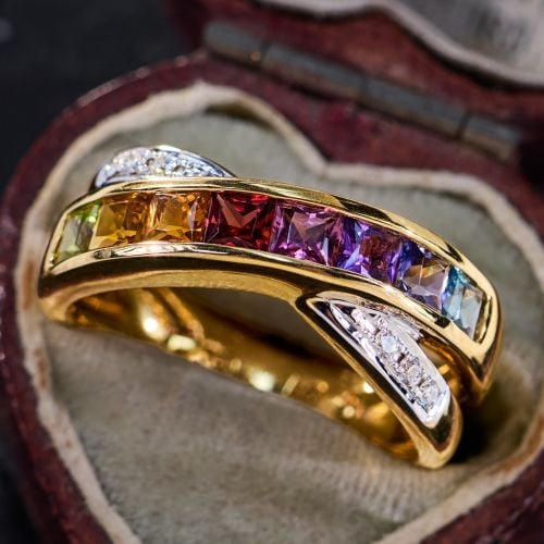 H. Stern Rainbow Gemstone Ring 18K Two Tone Gold