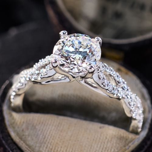1+ Cart Lab Grown Diamond in Contemporary 14K White Gold Ring Size 6