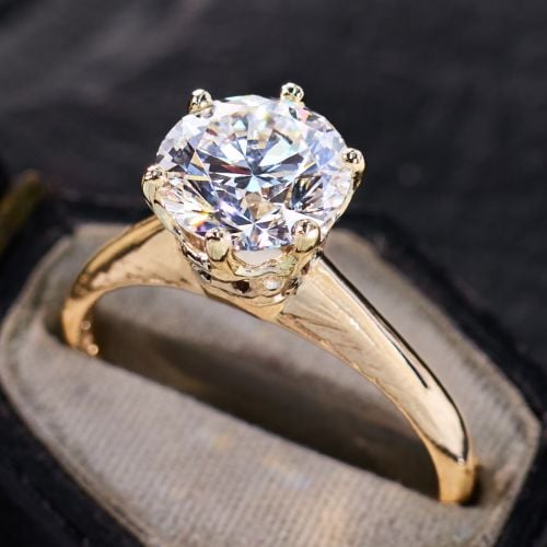 2 Carat Lab Grown Diamond in 1940s 14K Two Tone Gold