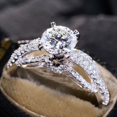 1 Carat Lab Grown Diamond in Contemporary 14K White Gold Ring