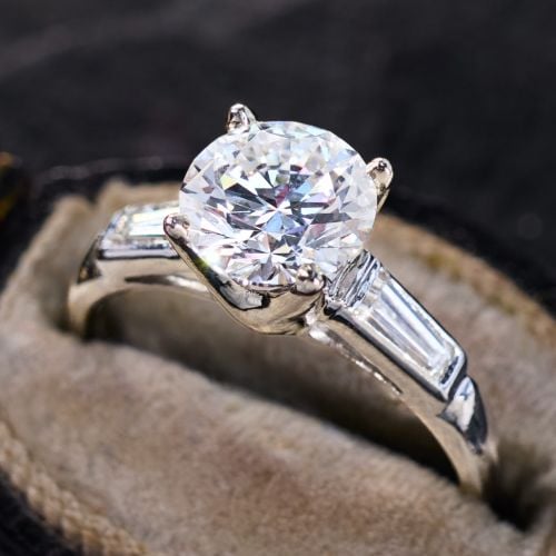 1+ Carat Lab Grown Diamond in 1990s Platinum Ring